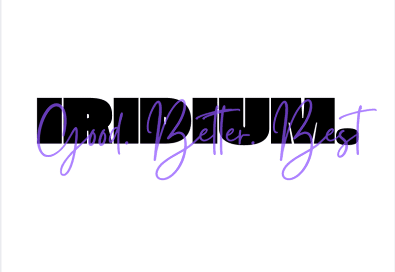 Iridium logo with Good. Better. Best. lettering
