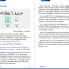 Inside page of "Design It" by Layan Faraj explaining Miller's Law and the importance of keeping information manageable.