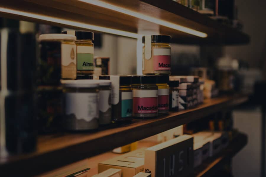 Header image for the blog “What Do We Mean By Innovative Products?” by Layan Faraj, showing shelves and jars.