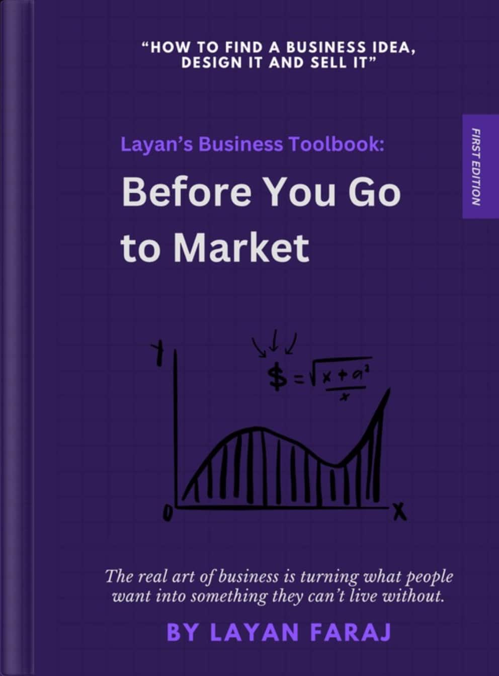 Cover the book Before You Go to Market by Layan Faraj, a business toolbook.