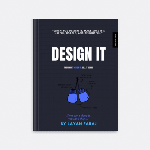 Design It Book by Layan Faraj - When you design it make sure it’s useful, usable, and delightful. Book cover of "Design It" by Layan Faraj- guide to designing innovative products and services.